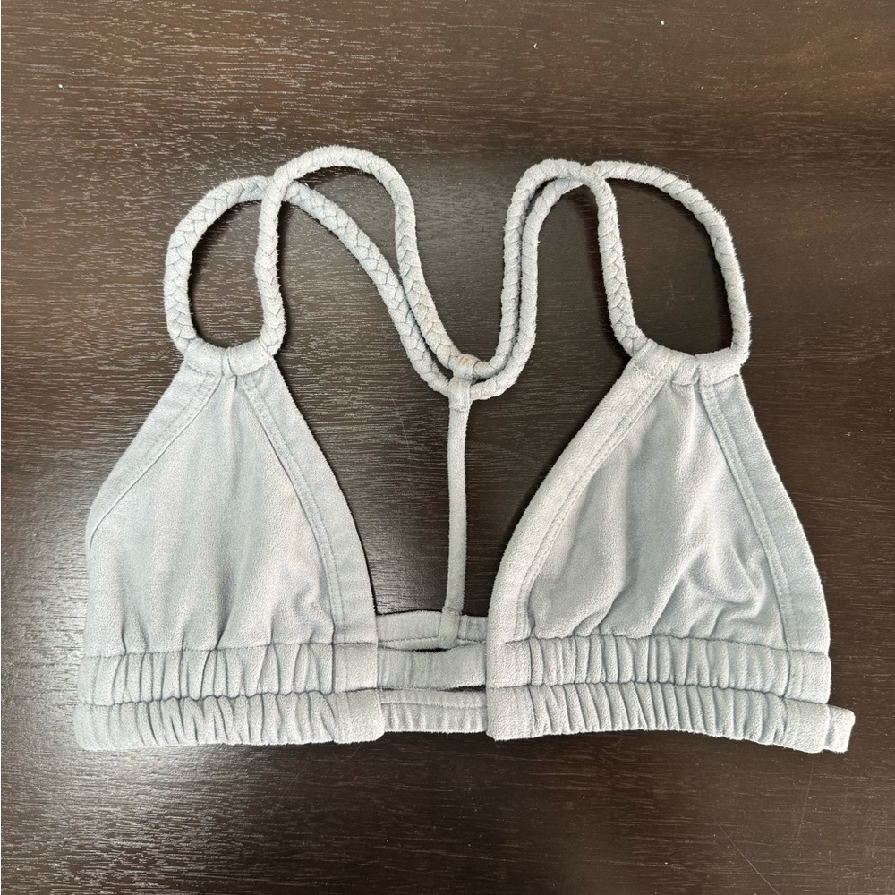 Montce Swim Gray Suede Bikini Top